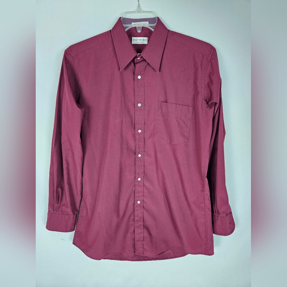Yves Saint Laurent Men's Burgundy Dress Shirt